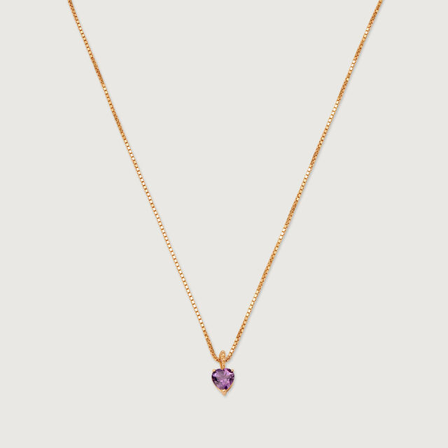 Heart of Amethyst 14 Kt Gold Chain and Pendant,,hi-res image number null