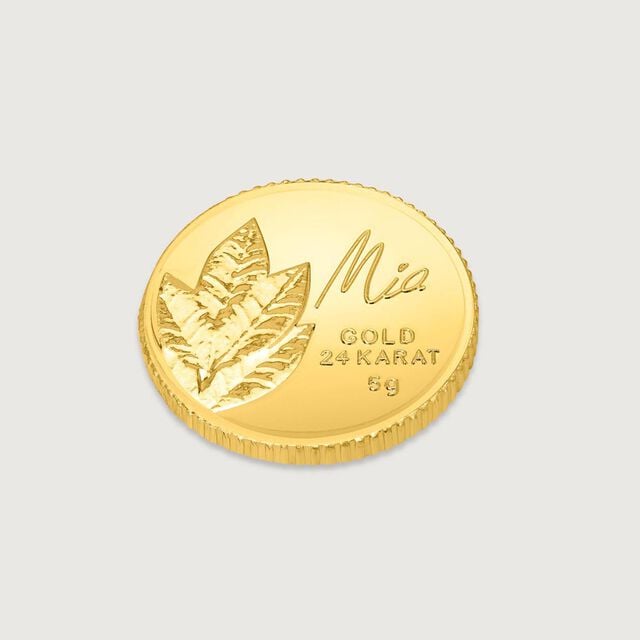 5 GM 24 Karat Mango Leaf Gold Coin,,hi-res image number null