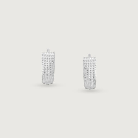 Grid Glow Silver Hoop Earrings