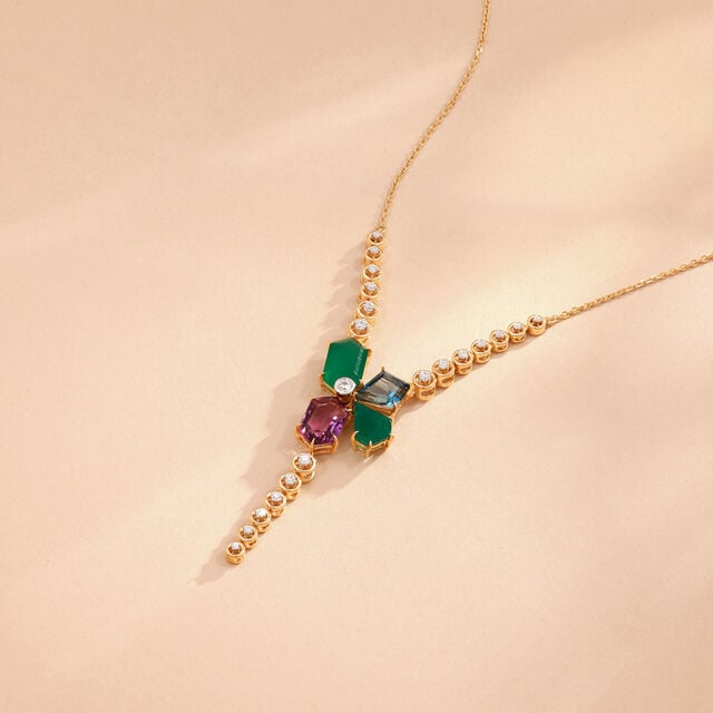 Vibrant Layered Amethyst Onyx and Topaz Necklace,,hi-res image number null