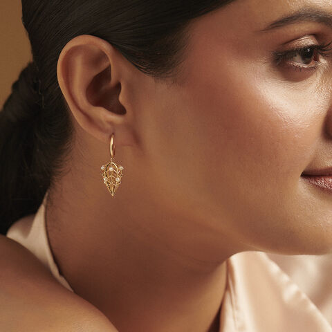 Graceful Pearl Gold Drop Earrings