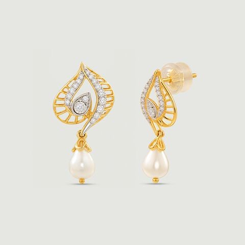 Radiant Diya Pearl Diamond Drop Earrings