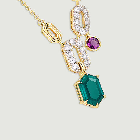 Playful Sculptural Amethyst and Onyx Lariat Necklace