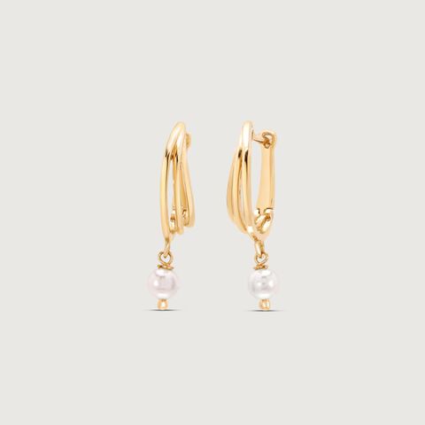 Stellar Loop Pearl Hoop Earrings