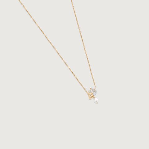 Lotus Bloom Pearl and Diamond Necklace