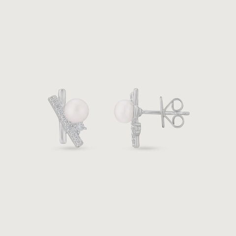 Gleam Cross Silver Stud Earrings