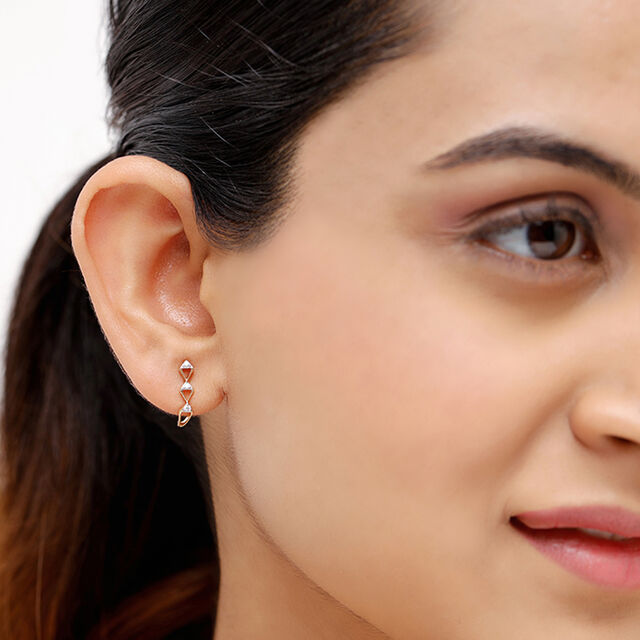 14KT Yellow Gold Endless Horizon Diamond Stud Earrings,,hi-res image number null