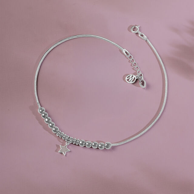 Shooting Star Single Silver Anklet,,hi-res image number null