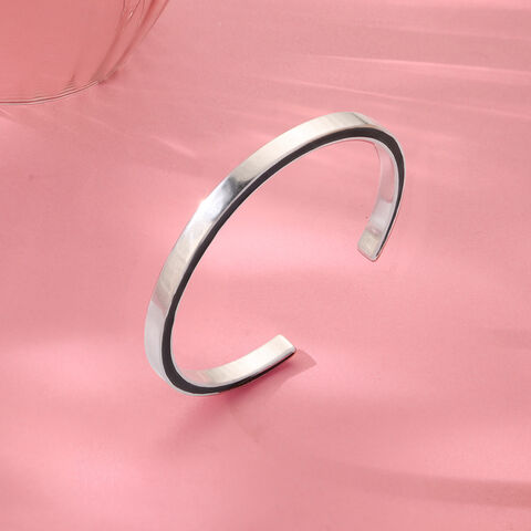 Edgy Noir Silver Bangle