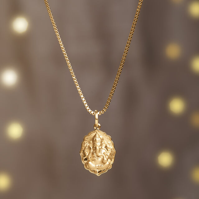 Divine Sculpted Ganesha Gold Pendant,,hi-res image number null