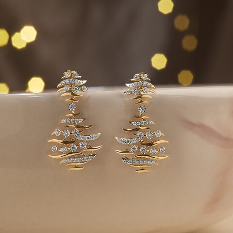 Floating Diyas Diamond Drop Earrings