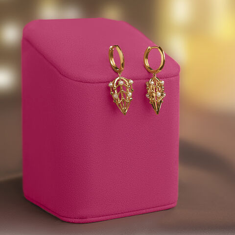 Graceful Pearl Gold Drop Earrings
