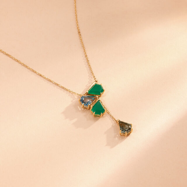 Fluid Graphic Onyx and Topaz Lariat Necklace,,hi-res image number null