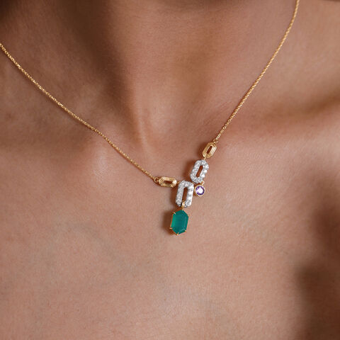 Playful Sculptural Amethyst and Onyx Lariat Necklace