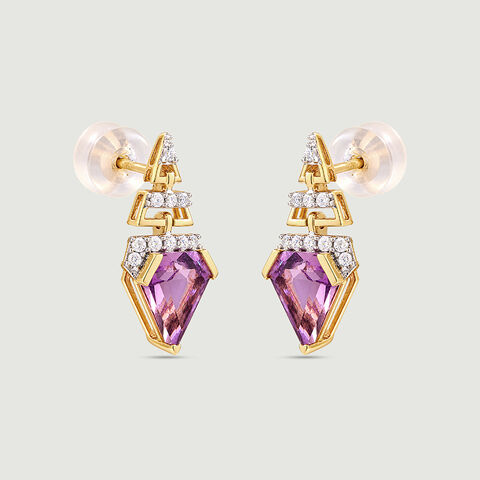 Sleek Radiant Amethyst Drop Earrings