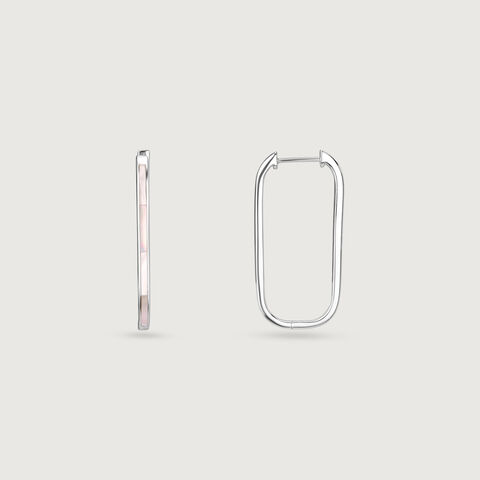 Subtle Geometric Mother of Pearl Silver Hoop Earrings