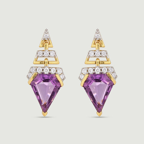 Sleek Radiant Amethyst Drop Earrings