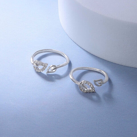 Dainty Heart Silver Toe Rings