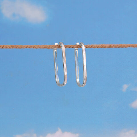 Subtle Geometric Mother of Pearl Silver Hoop Earrings
