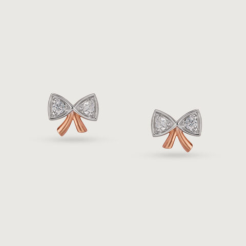 14KT Rose Gold Opulent Floral Twist Diamond Stud Earring