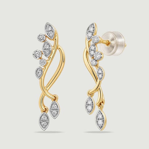 Serene Floating Diya Diamond Drop Earrings