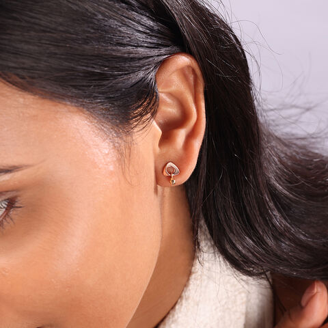 14KT Yellow & Rose Gold Sparkle Glam Stud Earrings