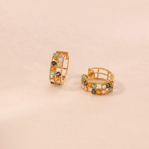 Vibrant Mosaic Multicolour Hoop Earrings