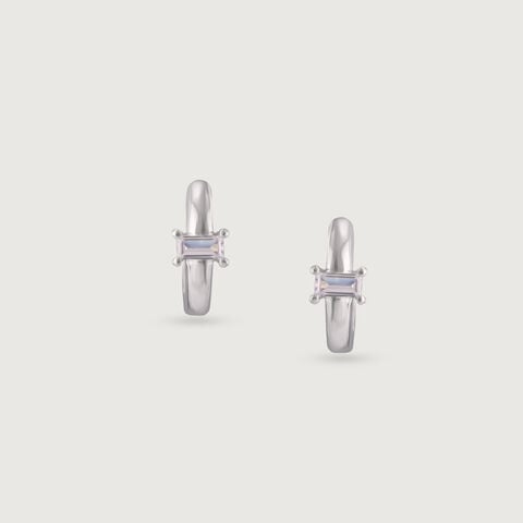 Sleek Glimmer Silver Earrings