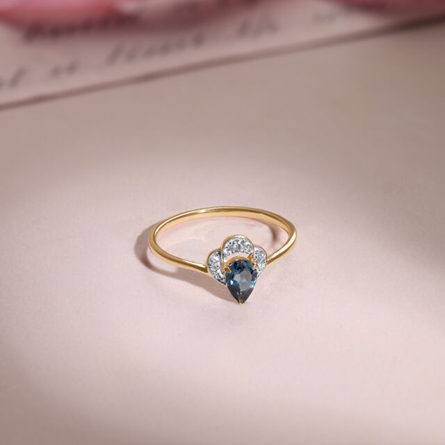 Blue Crown Diamond & Gold Ring,,hi-res image number null