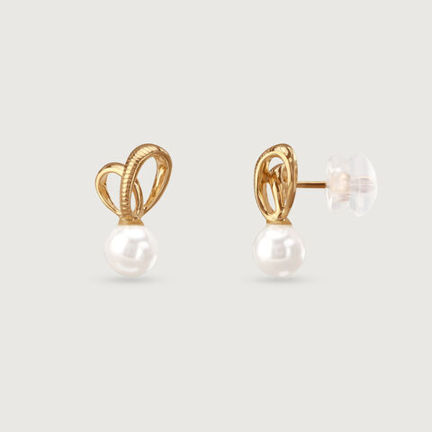 Ribbon Kiss Crystal White Earrings