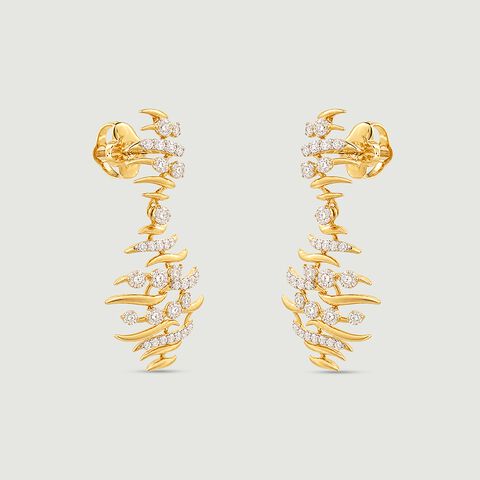 Floating Diyas Diamond Drop Earrings