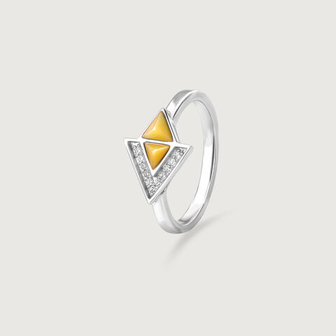 Bold Geometric Mother of Pearl Silver Ring