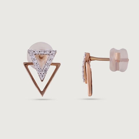 Geometric Sparkles Gold & Diamond Stud Earrings