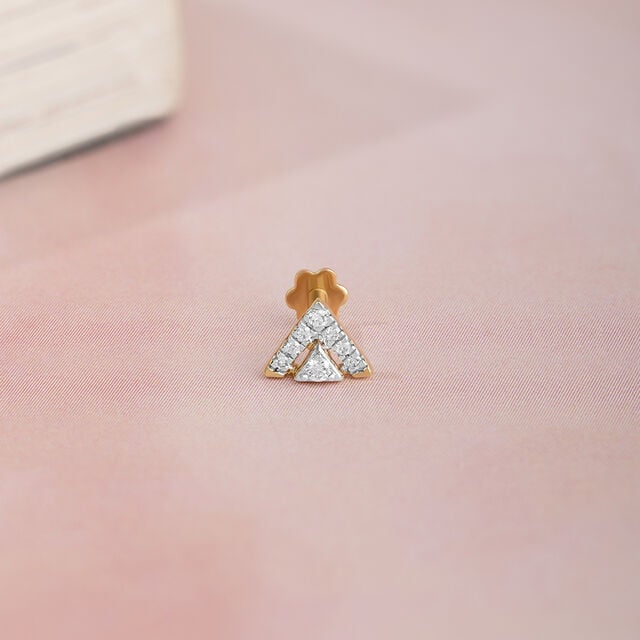 Glimmering Summit Gold & Diamond Nose Pin,,hi-res image number null