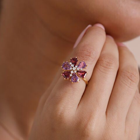 Vibrant Firework Amethyst and Garnet Ring