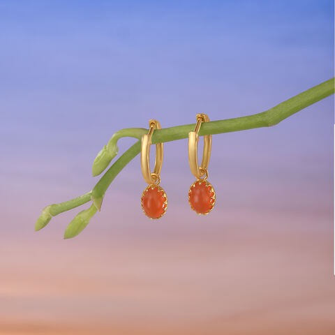 Solar Glow Carnelian Hoop Earrings