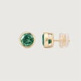 Refined Polished Emerald Gold Stud Earrings,,hi-res view 4