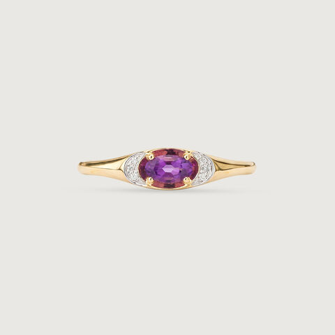 Elegant Minimal Amethyst & Diamond Ring