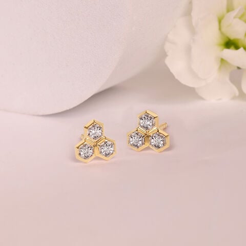 Honeycomb Harmony Diamond Stud Earrings