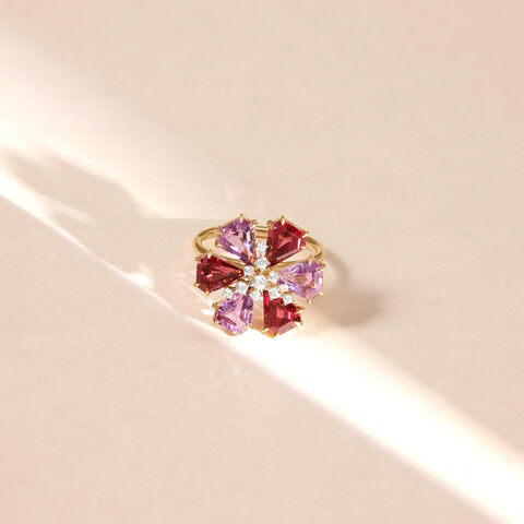 Vibrant Firework Amethyst and Garnet Ring