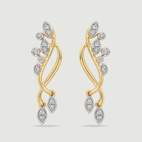 Serene Floating Diya Diamond Drop Earrings