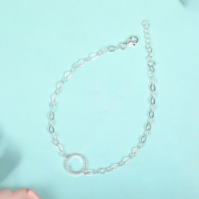 Glimmer Halo Single Silver Anklet,,hi-res image number null