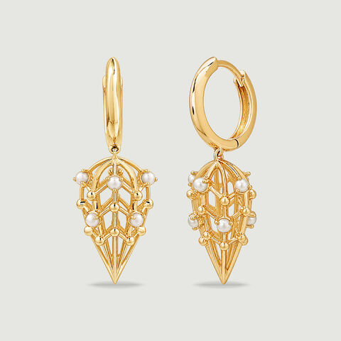 Graceful Pearl Gold Drop Earrings