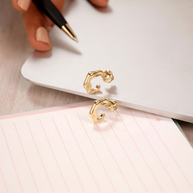 Organic Sculpt Gold Hoop Earrings,,hi-res image number null