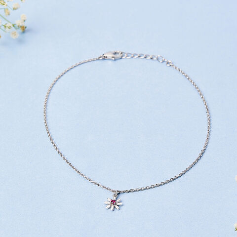 Petite Daisy Single Silver Anklet