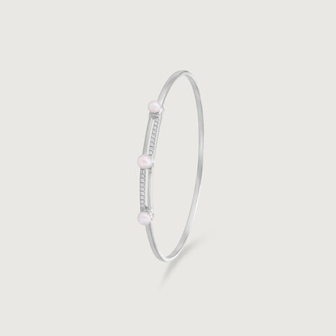 Elegant Pearl Silver Bangle