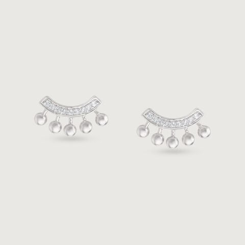 Gleaming Arc Silver Stud Earrings