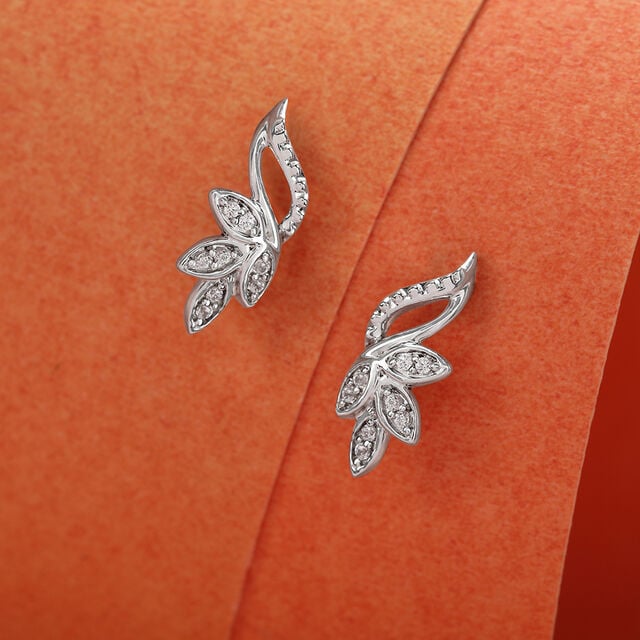 Whimsical Foliage Silver Stud Earrings,,hi-res image number null