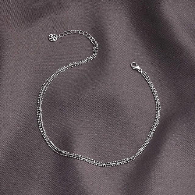 Layered Modern Silver Anklet,,hi-res image number null