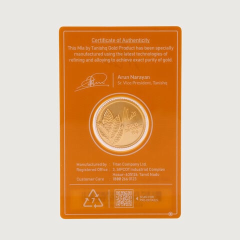 10 gm 24 Karat Mango Leaf Gold Coin (9999 Purity)